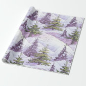 Paarse Groene Kerstmispatroon#4 ID1009 Cadeaupapier (Uitgerold)