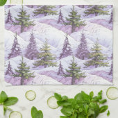 Paarse Groene Kerstmispatroon#4 ID1009 Theedoek (Gevouwen)