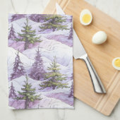 Paarse Groene Kerstmispatroon#4 ID1009 Theedoek (Quarter Fold)