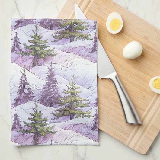 Paarse Groene Kerstmispatroon#4 ID1009 Theedoek (Quarter Fold)