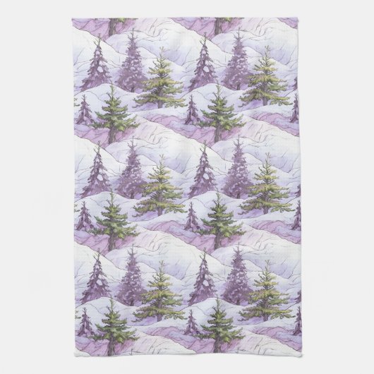 Paarse Groene Kerstmispatroon#4 ID1009 Theedoek (Verticaal)