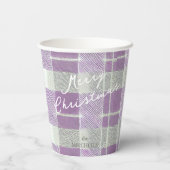 Paarse Groene Kerstmispatroon#7 ID1009 Papieren Bekers (Achterkant)