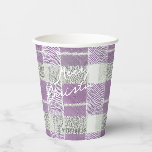 Paarse Groene Kerstmispatroon#7 ID1009 Papieren Bekers (Voorkant)