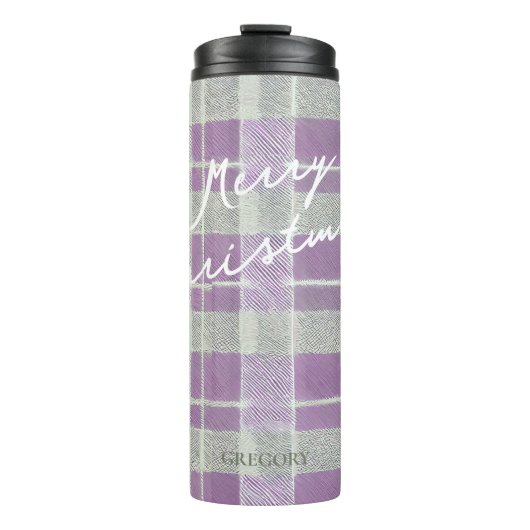 Paarse Groene Kerstmispatroon#7 ID1009 Thermosbeker (Voorkant)