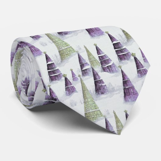 Paarse Groene Kerstmispatroon#8 ID1009 Stropdas (Opgerold)