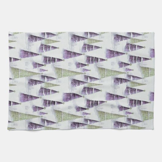 Paarse Groene Kerstmispatroon#8 ID1009 Theedoek (Horizontaal)