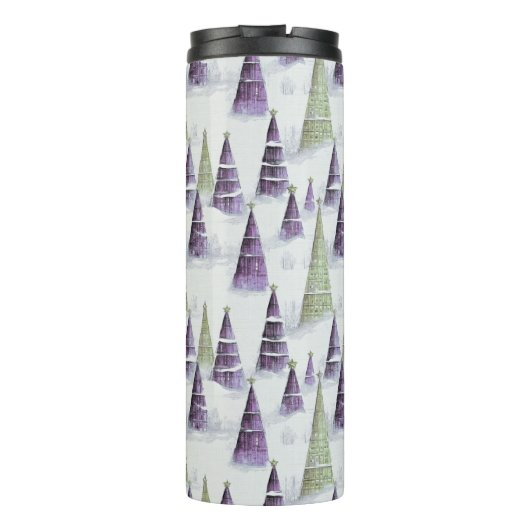 Paarse Groene Kerstmispatroon#8 ID1009 Thermosbeker (Achterkant)
