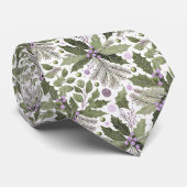 Paarse groene kerstpatroon # 17 ID1009 Stropdas (Opgerold)