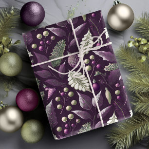 Paarse Groene Kerstpatroon#18 ID1009 Cadeaupapier