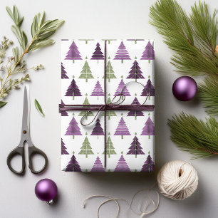 Paarse Groene Kerstpatroon#24 ID1009 Cadeaupapier