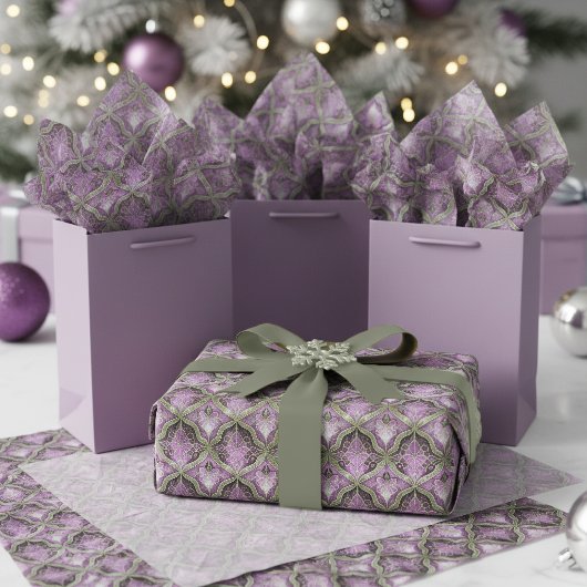 Paarse Groene Kerstpatroon#31 ID1009 Tissuepapier