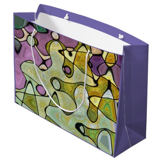 Paarse groene koele kleurrijke cirkels en mod swir groot cadeauzakje (Achterkant Gekanteld)
