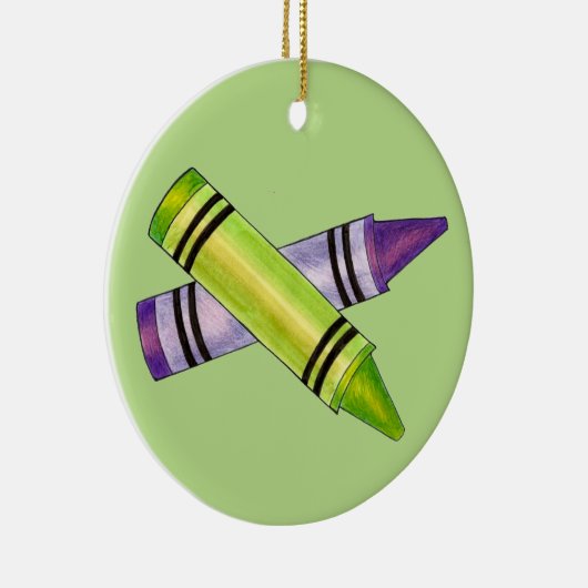 Paarse Groene Krayon School Kunstleraar Kleur Keramisch Ornament (Rechts)