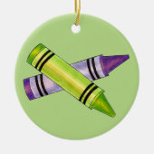 Paarse Groene Krayon School Kunstleraar Kleur Keramisch Ornament (Voorkant)