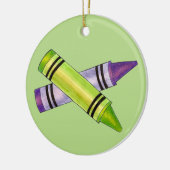 Paarse Groene Krayon School Kunstleraar Kleur Keramisch Ornament (Links)