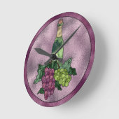 Paarse groene kunstwijn Glas in lood Wijn en druiv Ronde Klok (Hoek)