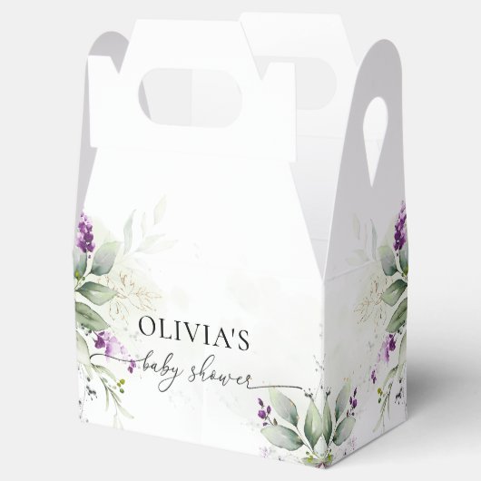 Paarse groene lavendel Baby shower gunst box Bedankdoosjes (Geopend)