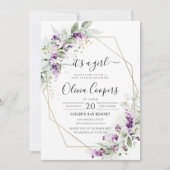 Paarse groene lavendel Baby shower uitnodiging (Voorkant)