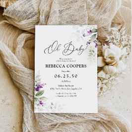 Paarse groene lavendel Baby shower uitnodiging