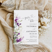 Paarse groene lavendel bewaar de datumkaarten kaart