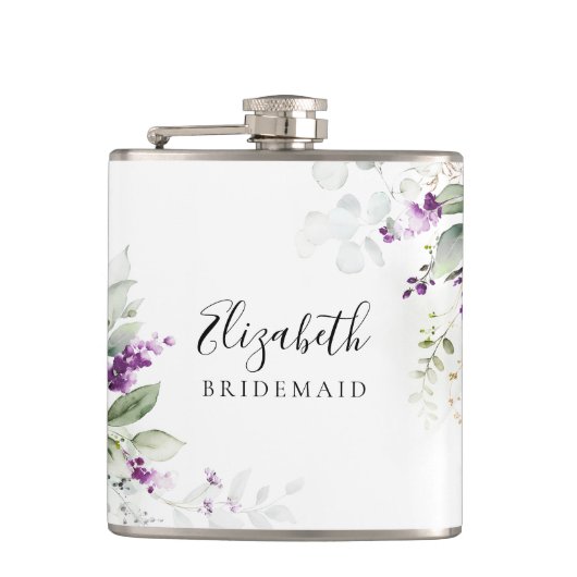 Paarse Groene Lavendel Bloemrijke Fles Heupfles (Voorkant)