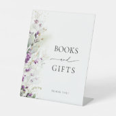 Paarse groene lavendel boeken en geschenken teken reclamebord met voetstuk (Voorkant)