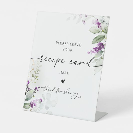 Paarse groene lavendel recept Kaart teken Reclamebord Met Voetstuk (Voorkant)