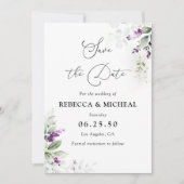 Paarse groene lavendel Save the Date Kaart (Voorkant)