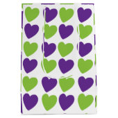 Paarse Groene Liefde Harten Patroon Medium Cadeauzakje (Achterkant)