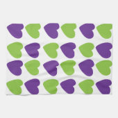 Paarse groene liefdesharten theedoek (Horizontaal)