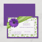 Paarse Groene Madeliefjes Bloemige Trouw Antwoordk RSVP Kaartje (Voorkant / Achterkant)