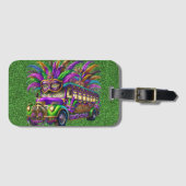 PAARSE & GROENE MARDI GRAS BUS & VEREN BAGAGELABEL (Voorkant (horizontaal))