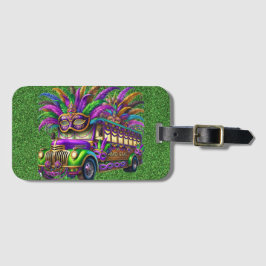 PAARSE & GROENE MARDI GRAS BUS & VEREN BAGAGELABEL