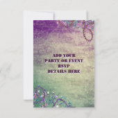Paarse Groene Mardi Gras Kralen Masker Masquerade  RSVP Kaartje (Achterkant)