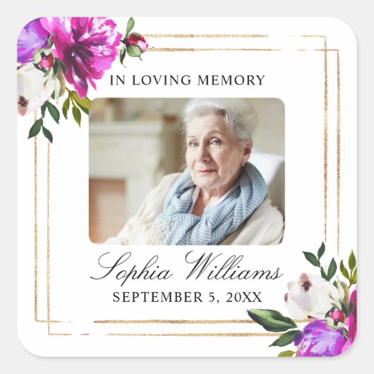 Paarse & Groene Memorial Begrafenisplein Sticker (Voorkant)