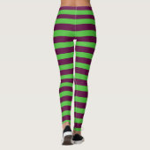 Paarse & Groene Monster Kostuum Halloween Stripes Leggings (Achterkant)