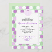 Paarse/groene Multicolor Dot Baptisme Uitnodiging (Voorkant / Achterkant)