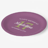 Paarse groene naam Leeftijd 17e verjaardag Partij  Papieren Bordje (Gekanteld)