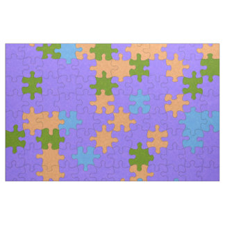 Paarse, groene, Oranje & Blauwe Puzzel Patroon Stof