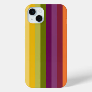 PAARSE GROENE ORANJE GELE STREPEN iPhone 15 MINI HOESJE