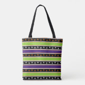 PAARSE GROENE ORANJE ZWARTE WITTE HALLOWEEN STRIPE TOTE BAG (Achterkant)