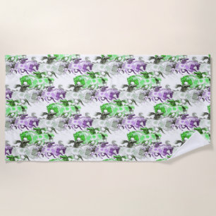 Paarse & Groene Paarden Strandhanddoek Strandlaken
