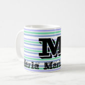 Paarse Groene Pastel Stripe Mok (Voorkant links)