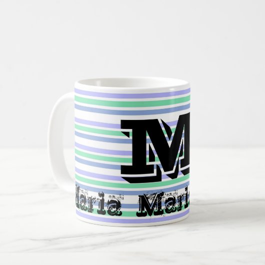 Paarse Groene Pastel Stripe Mok (Voorkant links)