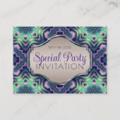 Paarse groene pauw mandala modern middeleeuws informatiekaartje (Voorkant)