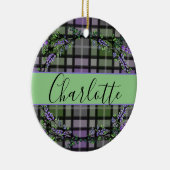 Paarse groene plaid lavendel eucalyptus keramisch ornament (Rechts)
