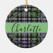Paarse groene plaid lavendel eucalyptus keramisch ornament (Voorkant)