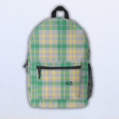 Paarse Groene Plaid Tartan Controleer Monogram Ini Bedrukte Rugzak