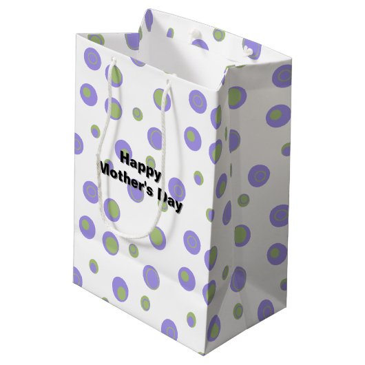 Paarse Groene Polka Dot Modern Medium Cadeauzakje (Achterkant Gekanteld)