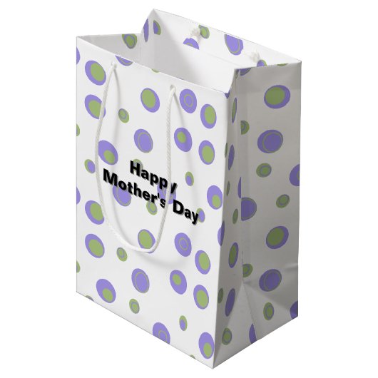 Paarse Groene Polka Dot Modern Medium Cadeauzakje (Voorkant Gekanteld)